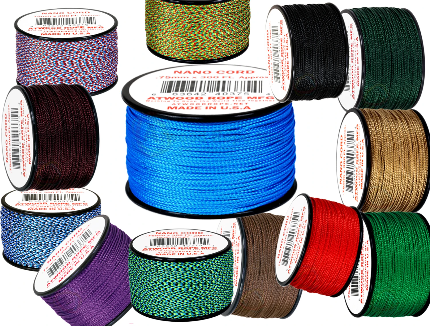 Atwood Rope MFG Nano Cord (36lb/17kg) 90m Made In USA, Various Colours