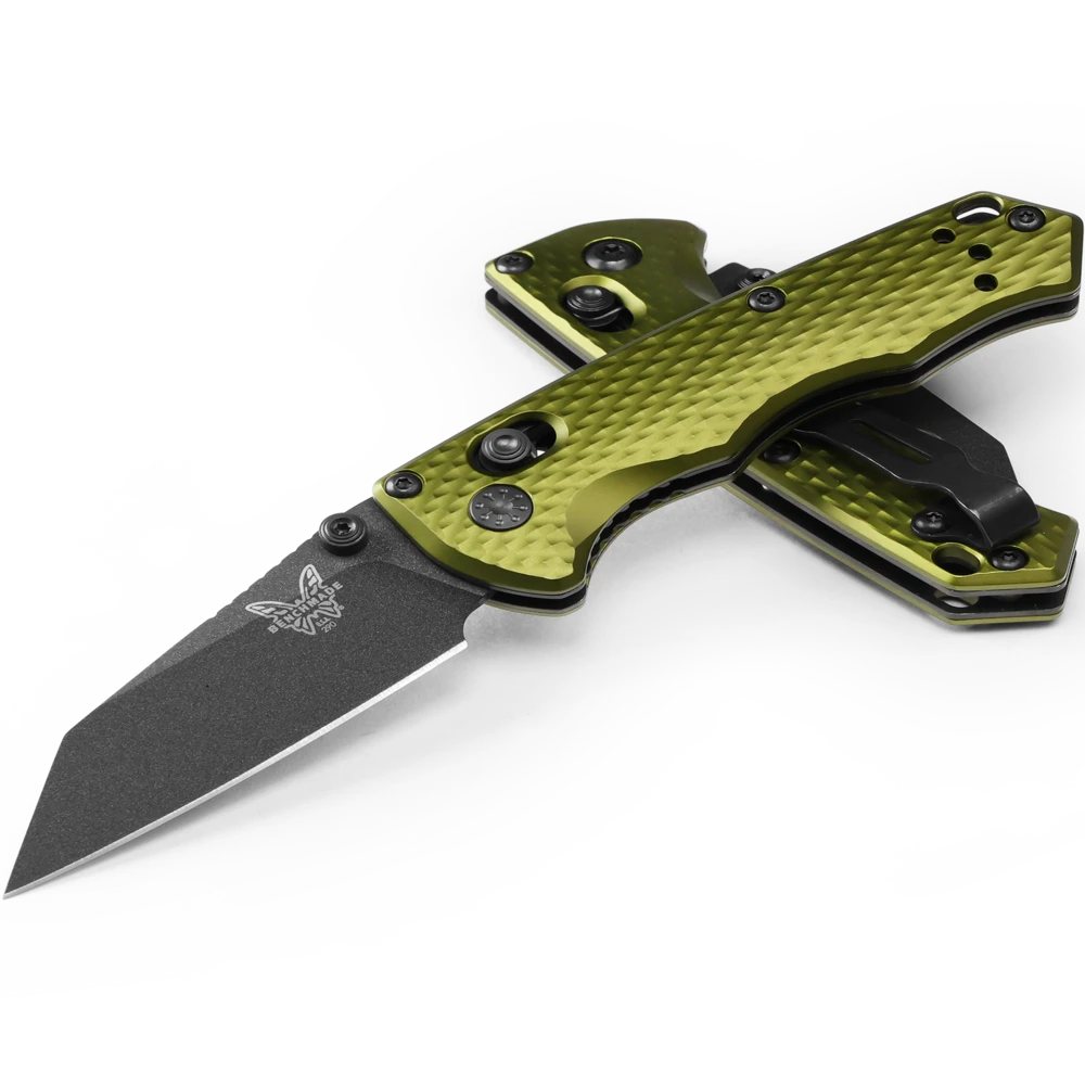 Benchmade Full Immunity Black CPM-M4 Steel Woodland Green Aluminium Handle Folder Knife - 290BK-2