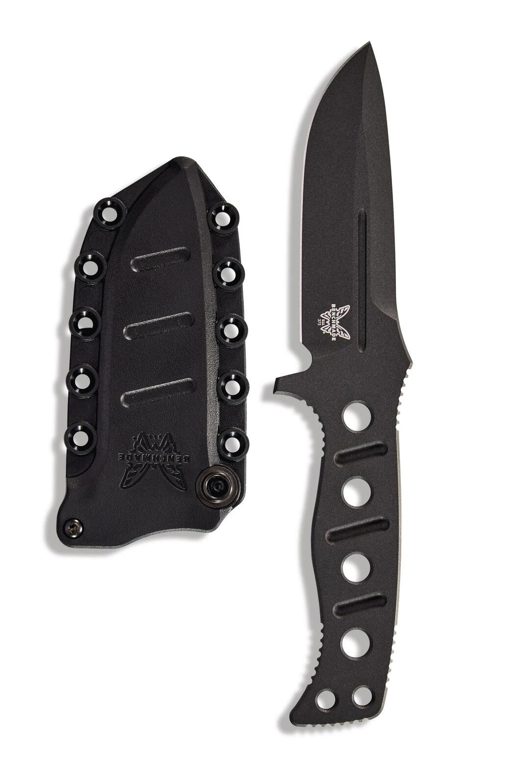 Benchmade ADAMAS CPM-CruWear® Steel Black Fixed Blade Knife, PIM Sheath - 375BK-1