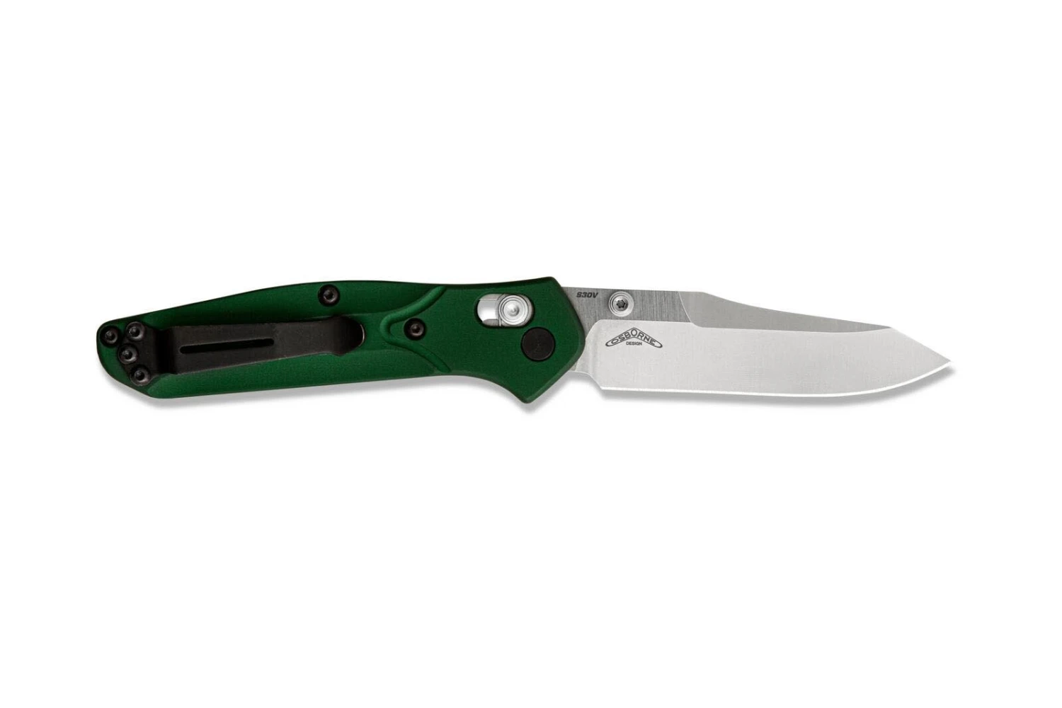 Benchmade Mini Osborne CPMS30V Steel Reverse Tanto Green Folder Knife - 945 - Image 2