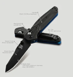 Benchmade Mini Osborne CPMS30V Steel Reverse Tanto Black Folder Knife - 945BK-1