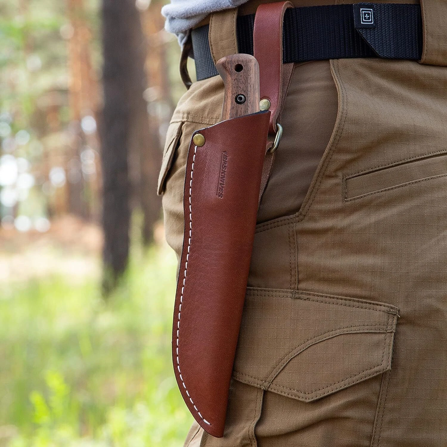 BPS Knives B1 SSH Bushcraft Camping Fixed Blade Knife, Leather Sheath - Image 5