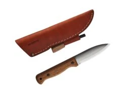 BPS Knives B1 SSHF Bushcraft Camping Fixed Blade Knife, Firestarter, Leather Sheath