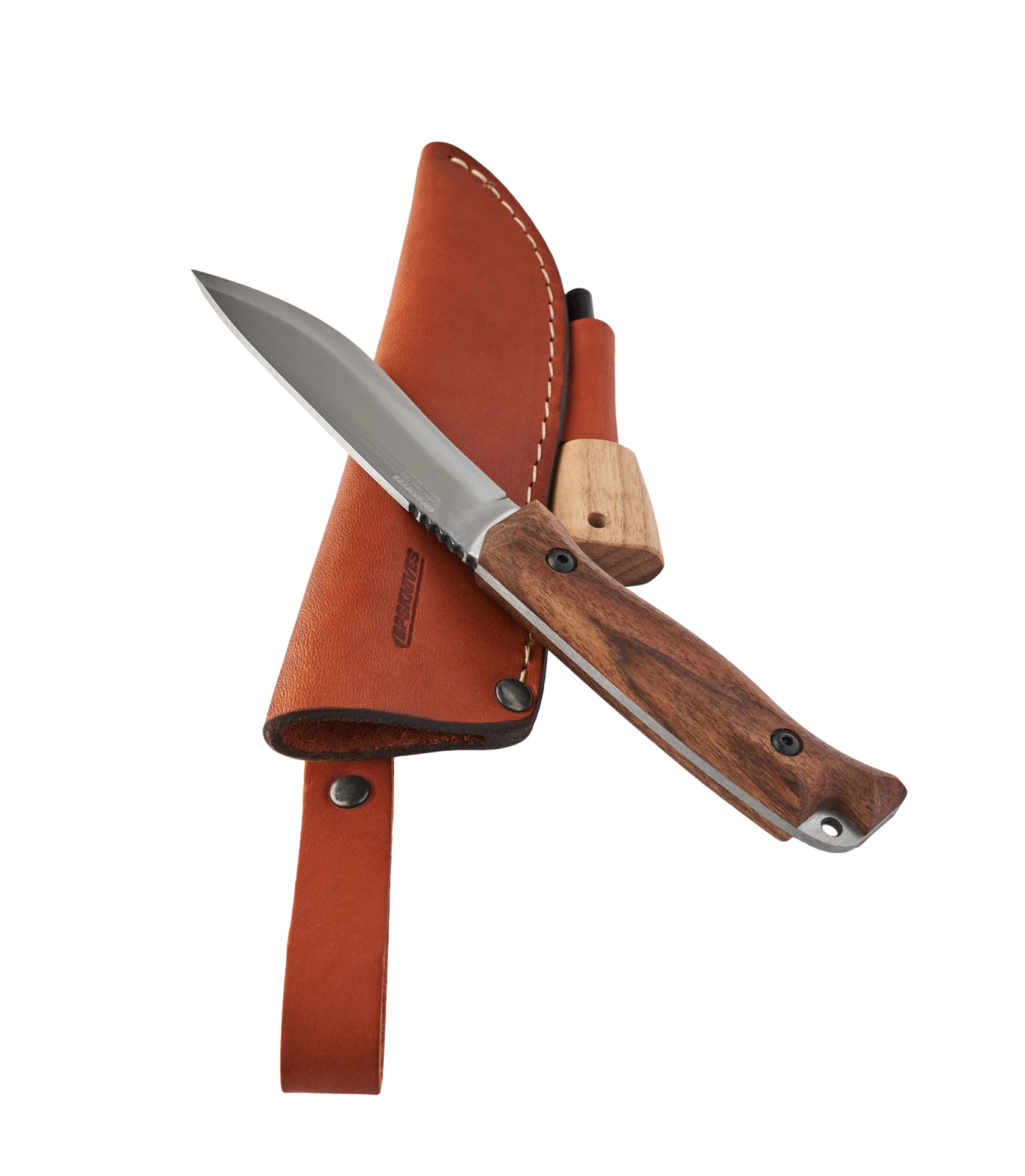 BPS Knives HK1 CSHF Compact Camping & Bushcraft Fixed Blade Knife, Firestarter, Leather Sheath