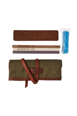 BPS Knives Knife Sharpening Kit, 80/240/800 Grit Stones, Leather Strop, Compound, Nylon Case