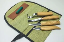 BeaverCraft S43 – Spoon Carving Professional Tool Set (4 Knives + Accessories In Roll)