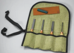 BeaverCraft SC02 – Wood Carving Straight Chisel Set (4 Tools + Accessories In Canvas Roll)