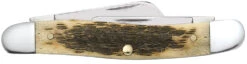 Case Amber Bone Peach Seed Jig (CV) Medium Stockman Folder Knife #00039