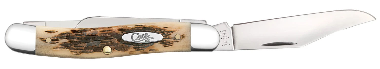 Case Amber Bone Peach Seed Jig (SS) Stockman Folder Knife #00128 - Image 2