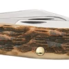 Case Amber Bone Peach Seed Jig (SS) Stockman Folder Knife #00128