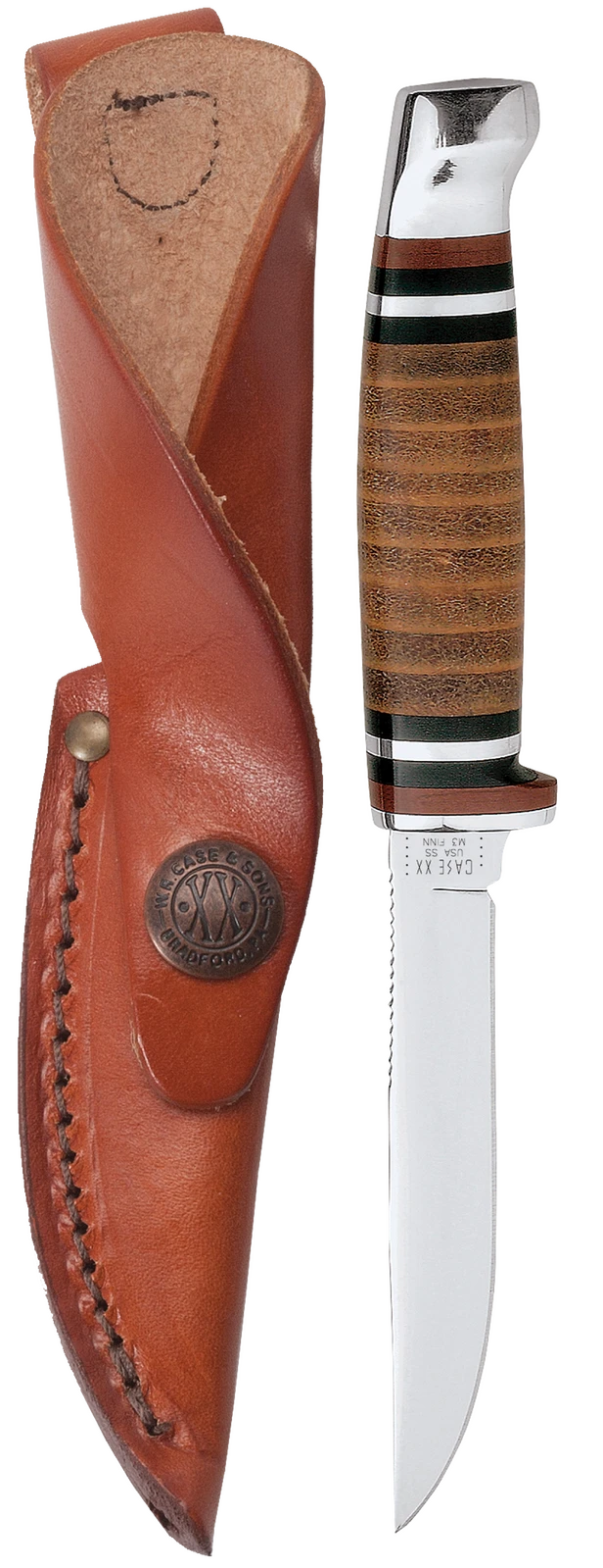 Case Stacked Leather 3" Mini FINN Hunter Fixed Blade Knife With Sheath #379