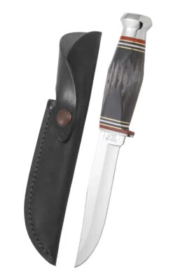 Case Buffalo Horn 5" Combination Skinner Hunter Fixed Blade Knife With Sheath #17912