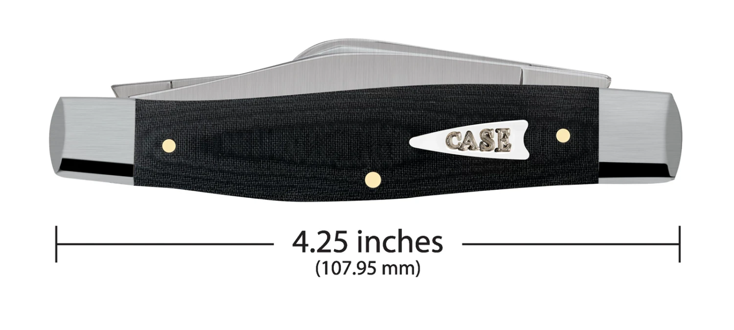 Case Smooth Black Micarta (SS) Large Stockman Folder Knife #27732