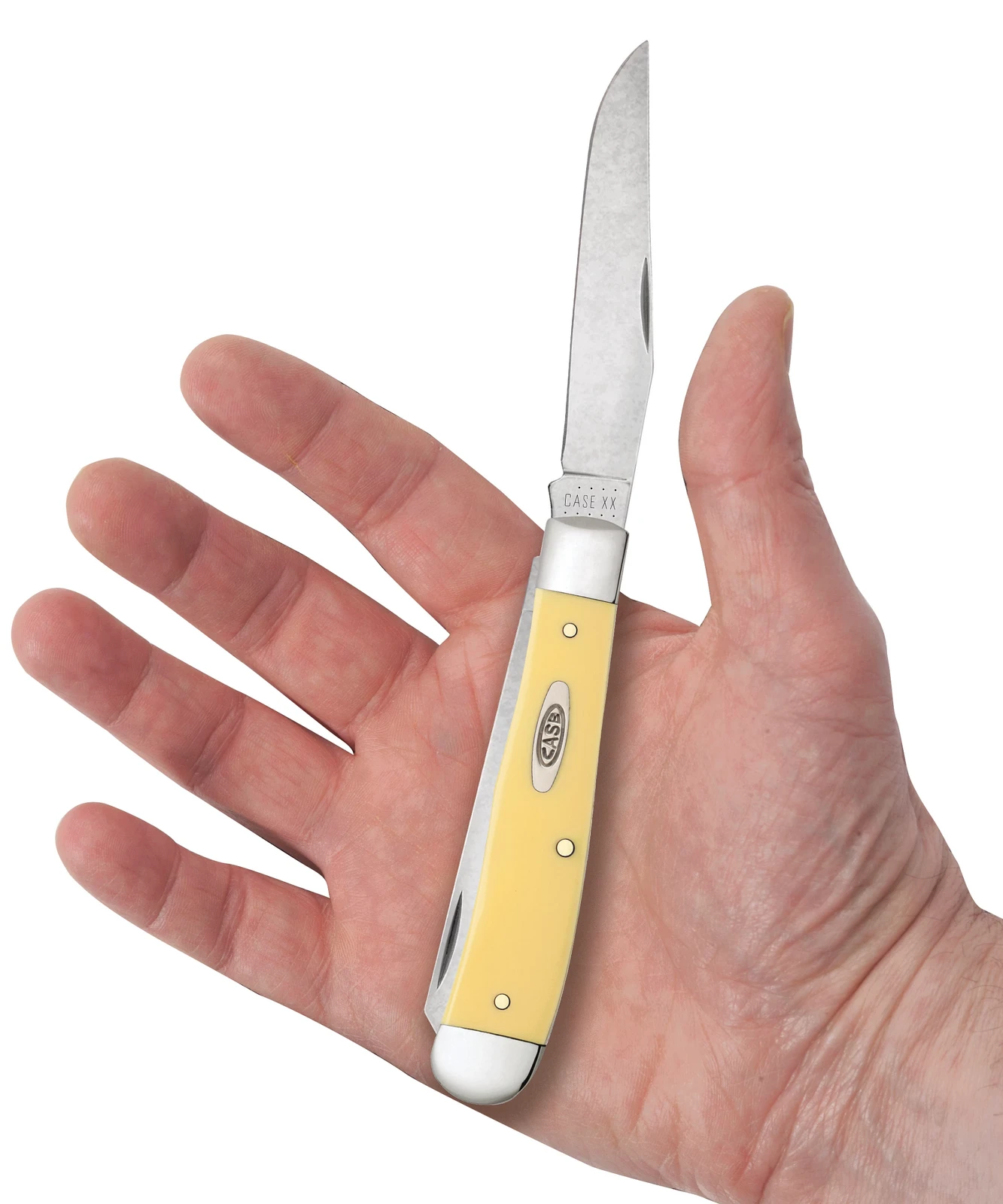 Case Yellow Synthetic (CS) Large Trapper Folder Knife W/ Pocket Clip #30114 - Image 3