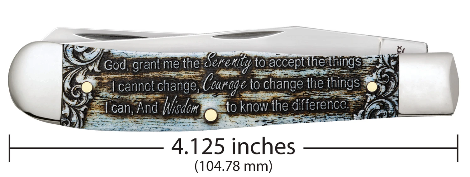 Case Gift Boxed Serenity Prayer Natural Bone (SS) Trapper Folder Knife #38822 - Image 5