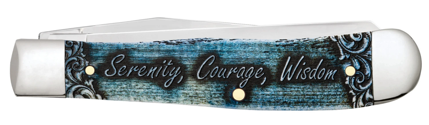 Case Gift Boxed Serenity Prayer Natural Bone (SS) Trapper Folder Knife #38822