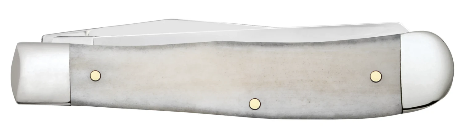 Case War Series Korean War Embellished Smooth Natural Bone (SS) Large Trapper Folder Knife #50951