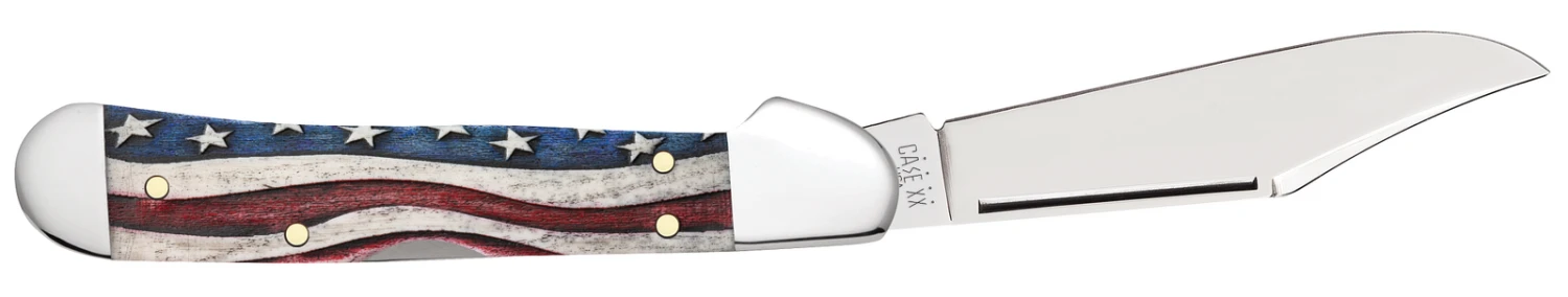 Case Star Spangled Embellished Smooth Natural Bone (SS) Mini Copperlock Folder Knife #64141 - Image 3