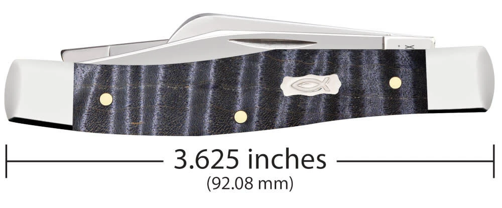 Case Smooth Purple Curly Maple Wood (SS) Medium Stockman Folder Knife #80541 - Image 5