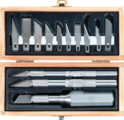 Excel Blades Craftsman Hobby Knife Set In Wooden Box (16 Blades & Knives) - 44283