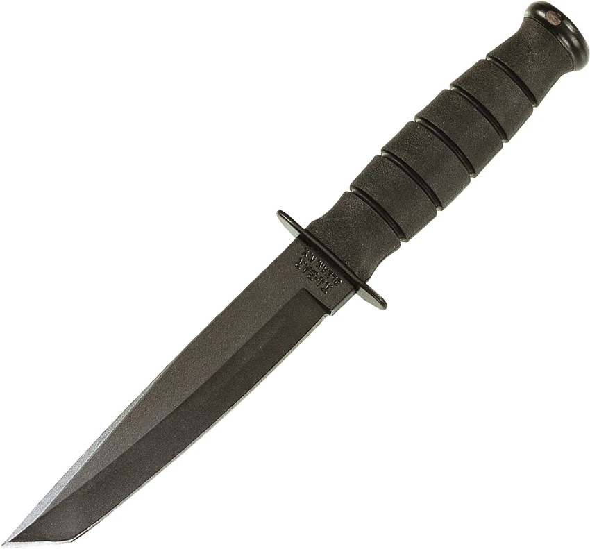 Kabar Short Black Tanto Fixed Blade Knife 1254, Leather Sheath