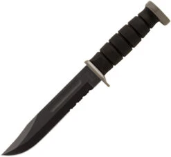 Kabar D2 Extreme Full Size Black Fixed Blade Knife 1283, Leather Sheath