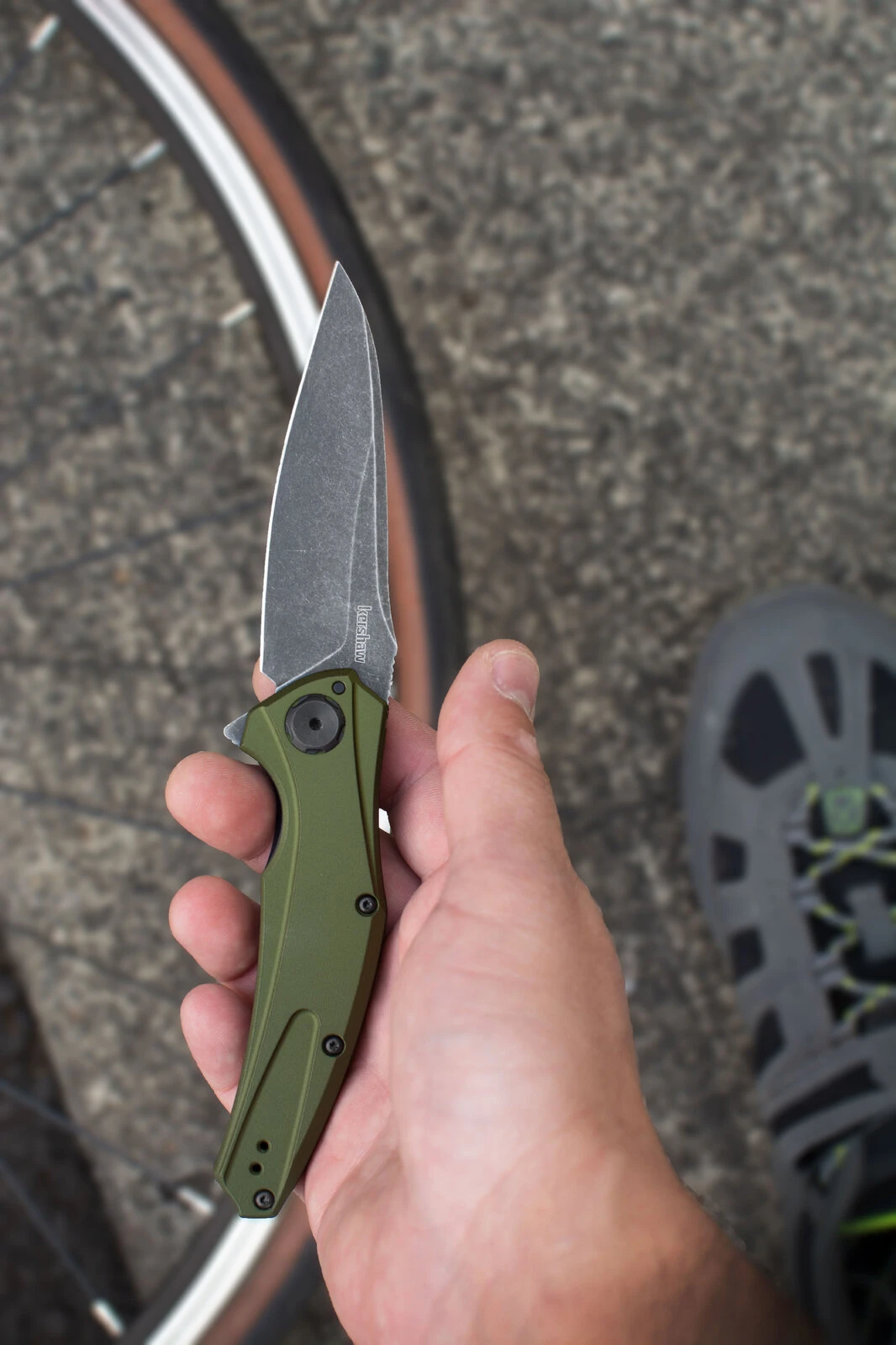 Kershaw Bareknuckle Olive Aluminium, Blackwash Sandvik 14C28N Folder Knife 7777OLBW - Image 6