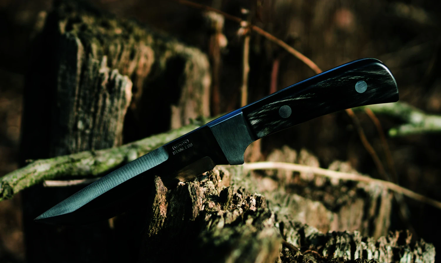 Mikov Les Forest Buffalo Horn Hunting Narrow Fixed Blade Knife, Leather Sheath - 398-NR-13/A - Image 2