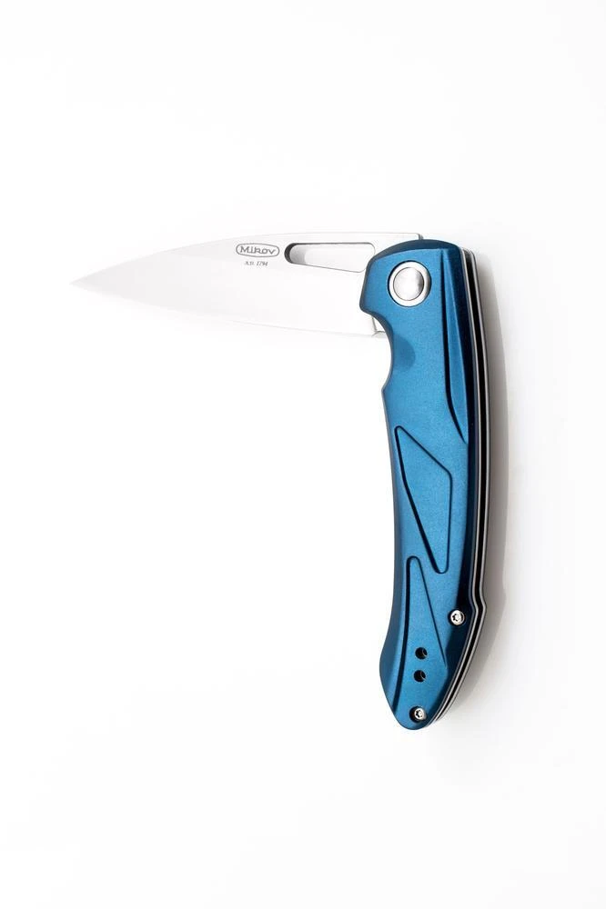 Mikov Elipt Stonewash Linerlock D2 Steel Blue Duralumin Elox Pocket Folder Knife - ELIPT - Image 2