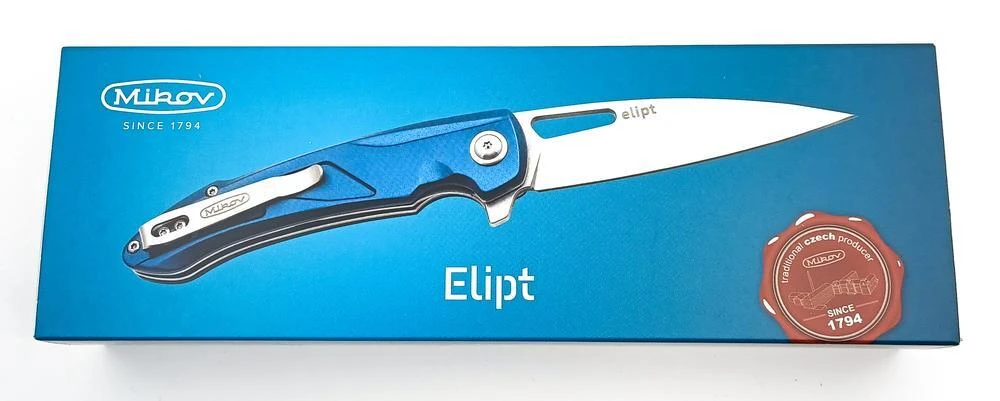 Mikov Elipt Stonewash Linerlock D2 Steel Blue Duralumin Elox Pocket Folder Knife - ELIPT - Image 8