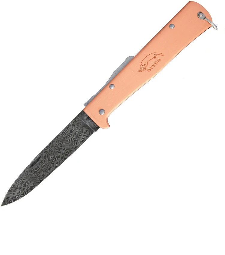 Otter Mercator Copper Handle Damascus Steel Pocket Knife
