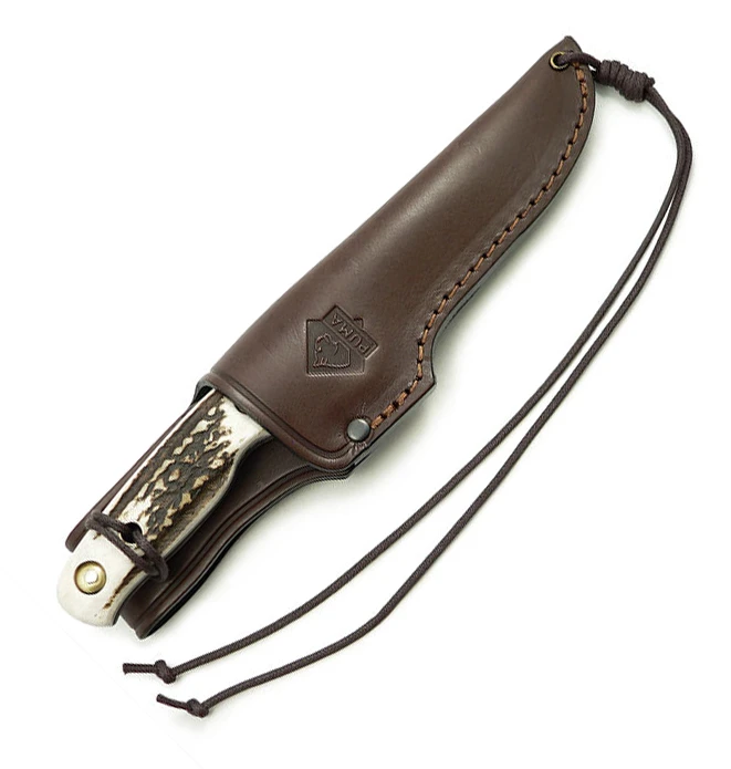 Puma Waidwerk Stag Handle Hunting Fixed Blade Knife, Leather Sheath - 113440 - Image 2