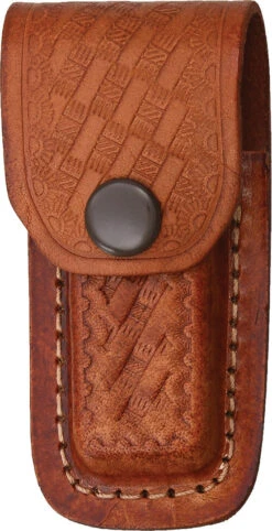 Brown Leather Embossed Basketweave Belt Sheath To Suit 3 - 3.5 Inch Knife