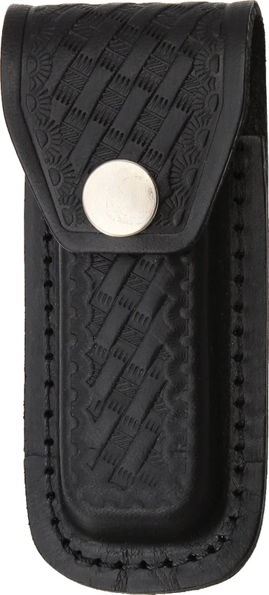 Black Leather Embossed Basketweave Belt Sheath To Suit 3.5 - 4 Inch Knife