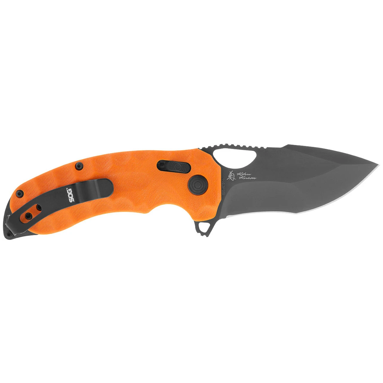 SOG Kiku XR LTE Blaze Orange G10/Carbon Tanto Folder Knife 12-27-03-57 - Image 3