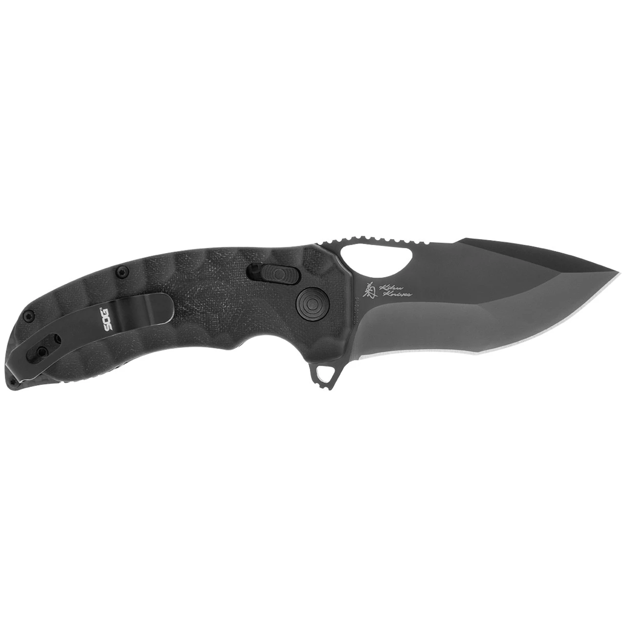 SOG Kiku XR LTE Blackout Micarta/Carbon Tanto Folder Knife 12-27-04-57 - Image 3