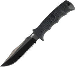 SOG Seal Pup Elite Black TiNi Partially Serrated Fixed Blade Knife E37T