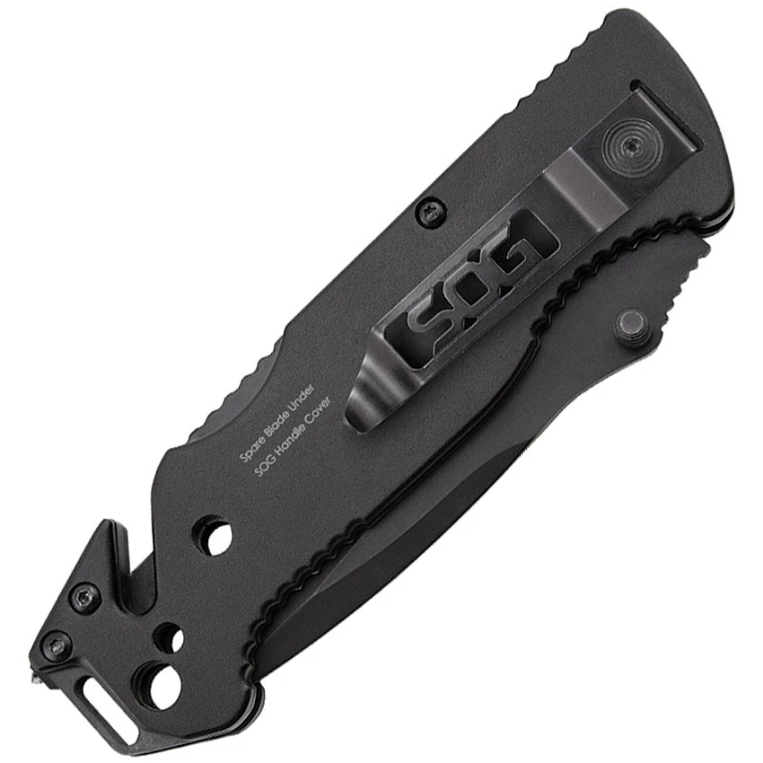 SOG Escape Clip Point Black Serrated Recue Folder Knife FF25